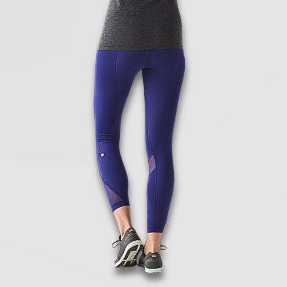 Lululemon Inspire Tight II Run Leggings Mesh Leg Panels Cobalt Blue Women’s 10 - Picture 2 of 7